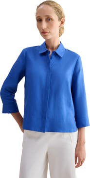 HOBBS LONDON Nita 3/4 Sleeve Button Up Linen Shirt