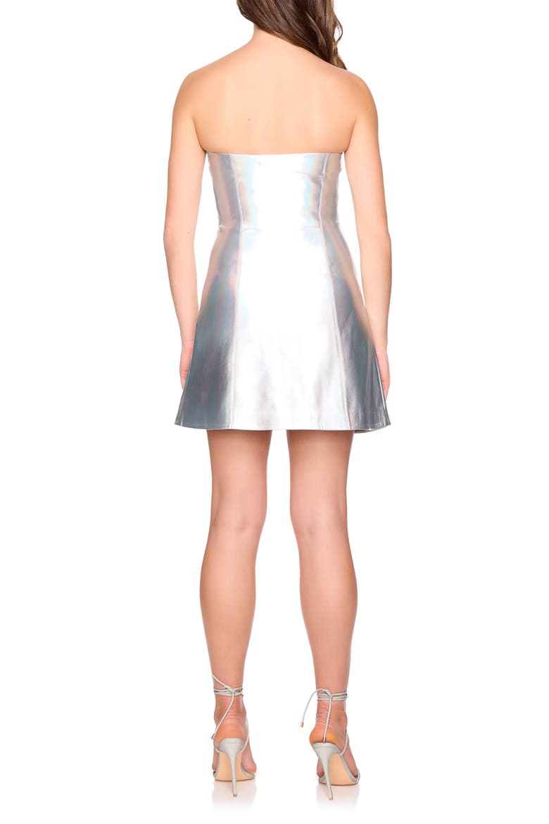 Strapless Iridescent Faux Leather Minidress, Alternate, color, IRIDESCENT