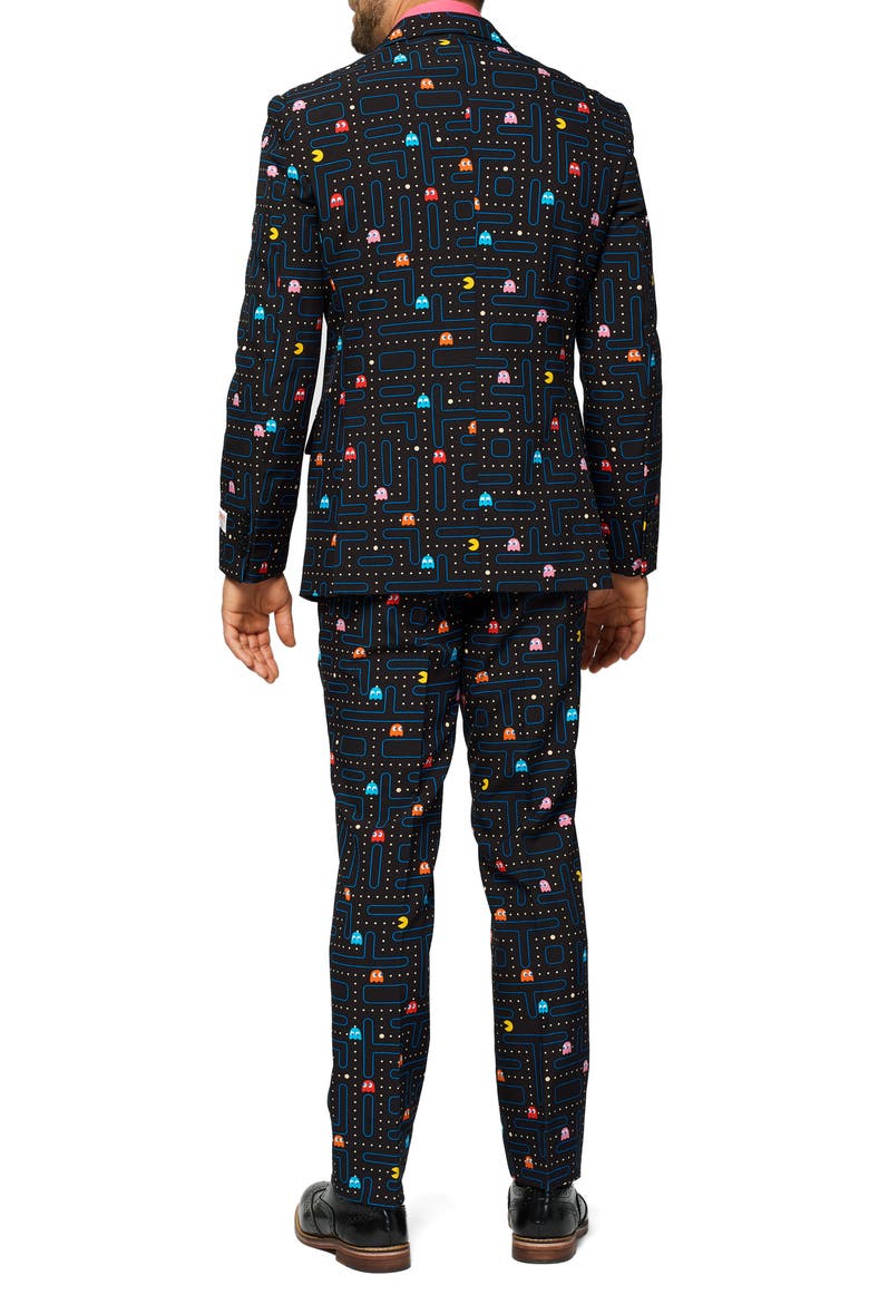x Pac-Man™ Slim Fit Two-Piece Suit & Tie Set, Alternate, color, BLACK