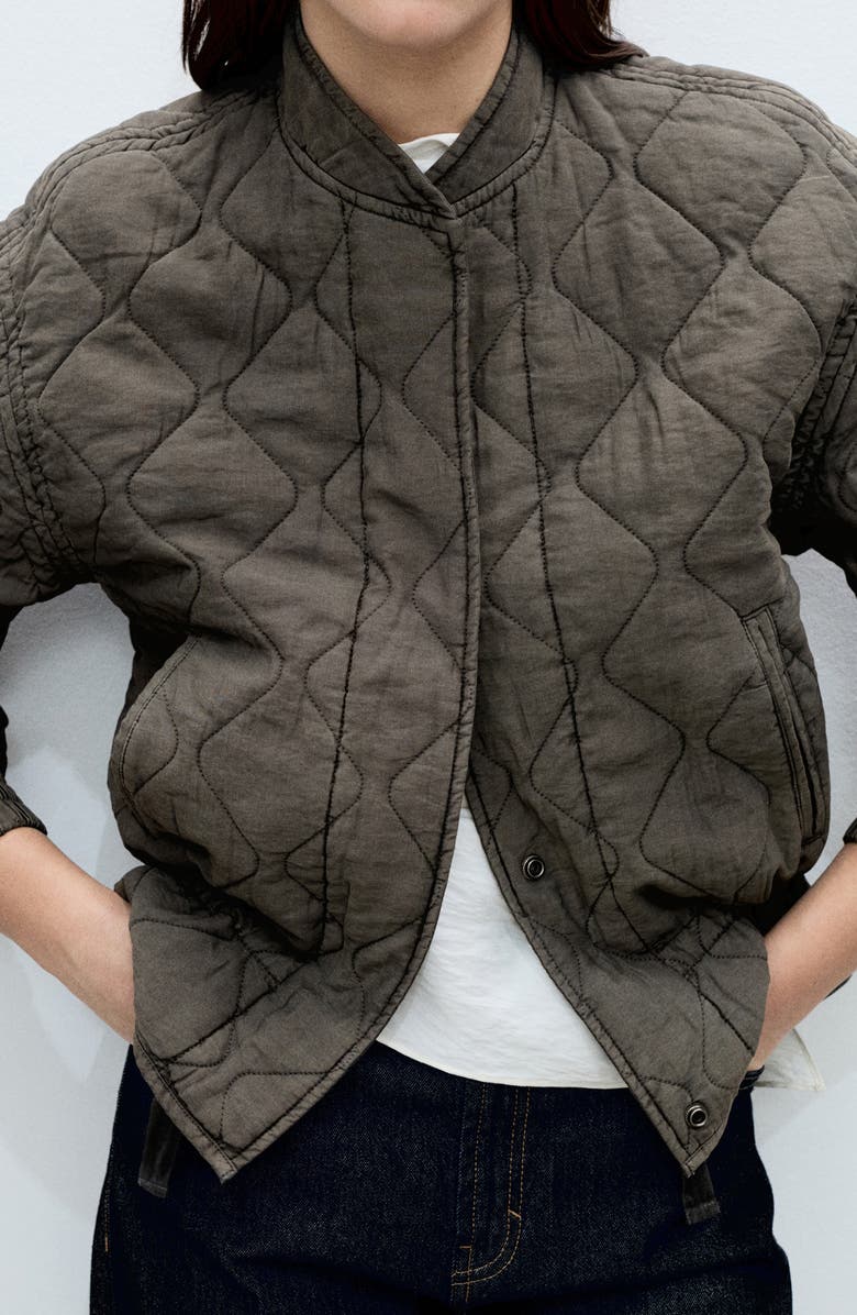 MANGO Quilted Bomber Jacket, Alternate, color, 