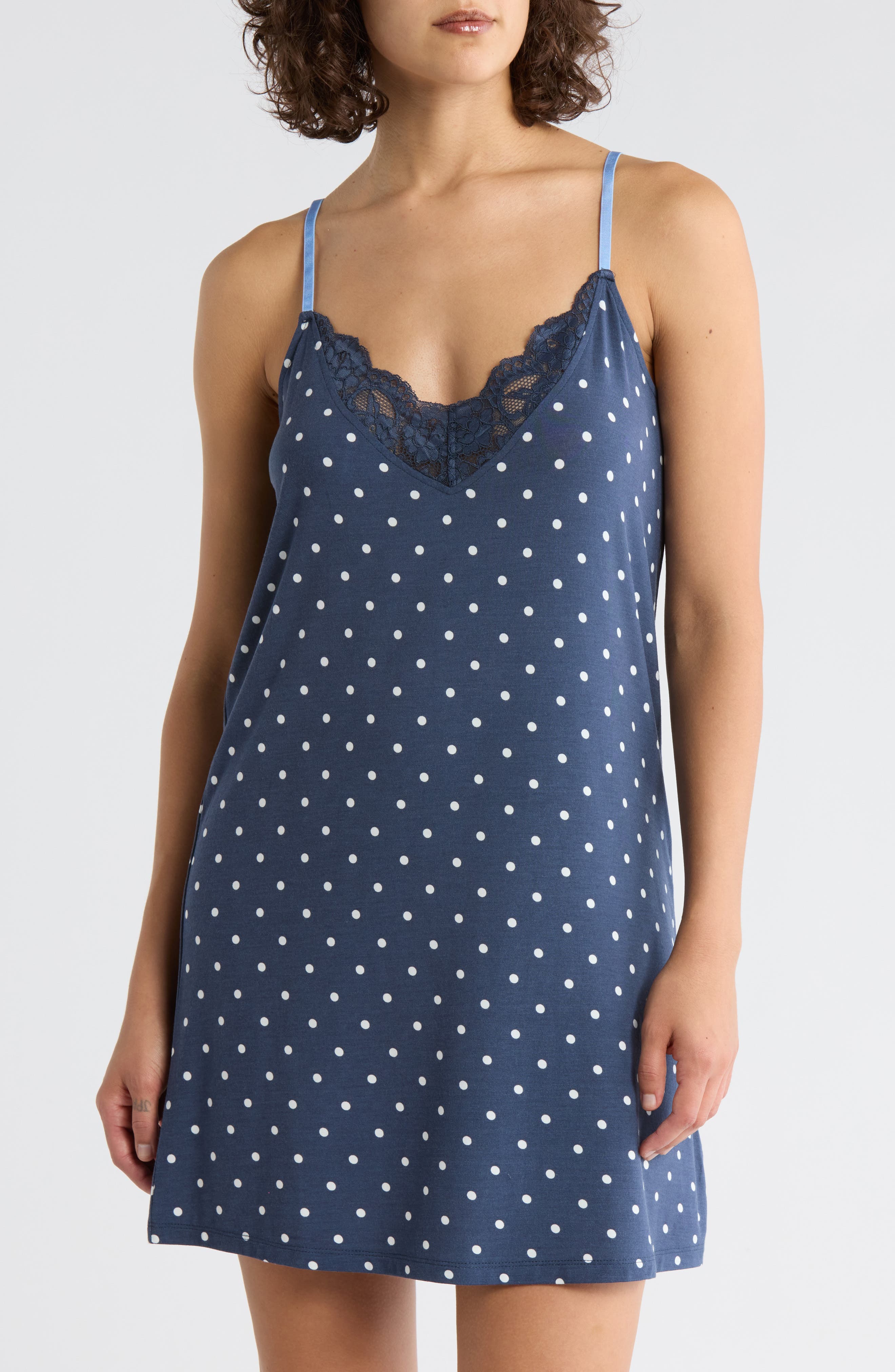 PJ Salvage Polka Dot Party Lace Trim Jersey Chemise