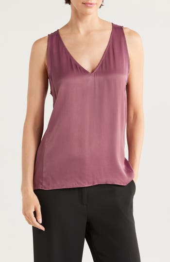 Nordstrom Double V-neck Tank In Purple