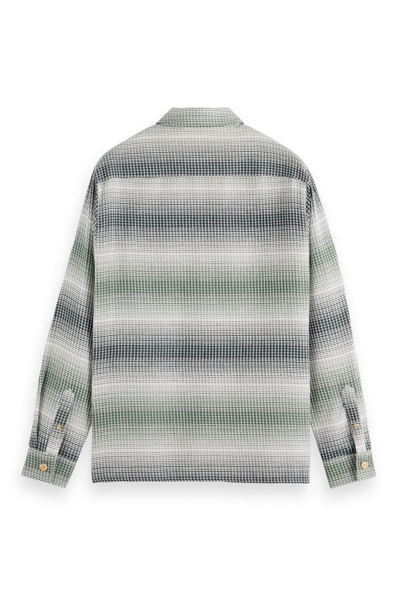 Relaxed Fit Ombré Stripe Cotton Waffle Texture Button-Up Shirt, Alternate, color, AMSTERDAM GREEN STRIPE