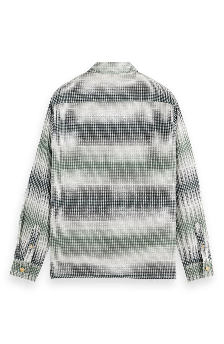 Scotch & Soda Relaxed Fit Ombré Stripe Cotton Waffle Texture Button-Up Shirt, Alternate, color,