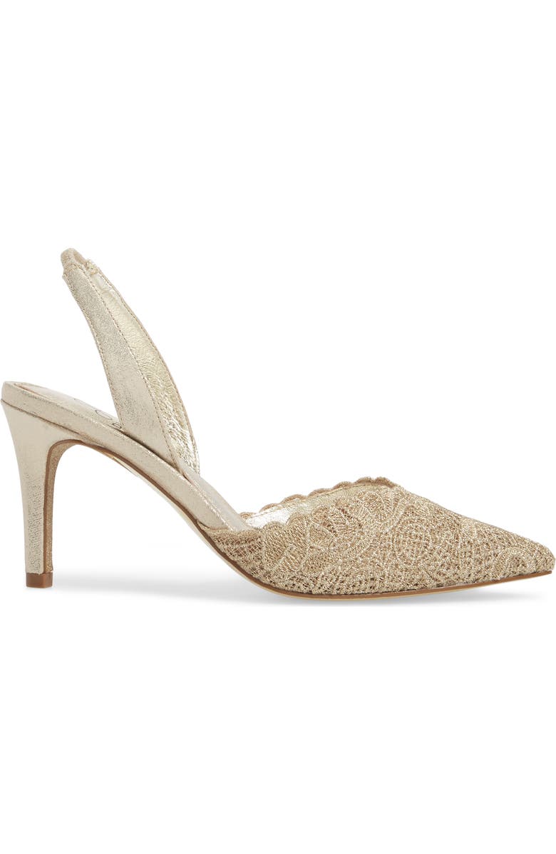Adrianna Papell Hallie Slingback Pump, Alternate, color, Gold Attalie Lace Fabric