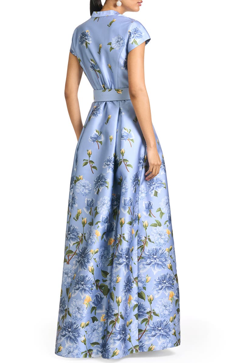 Sachin & Babi Marta Belted Mikado Gown, Alternate, color, Twilight Peony Degrade