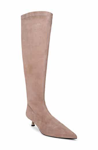 Emilie Pointed Toe Kitten Heel Knee High Boot