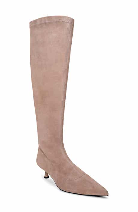 Emilie Pointed Toe Kitten Heel Knee High Boot