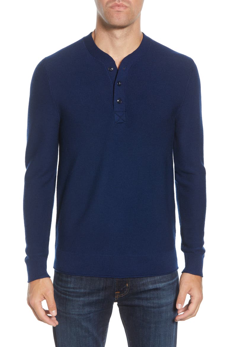 Merino Wool Knit Henley, Main, color, INKWELL