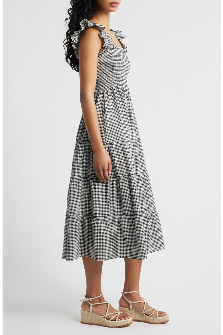 The Ellie Gingham Nap Midi Dress, Alternate, color, BLACK/ SAND GINGHAM