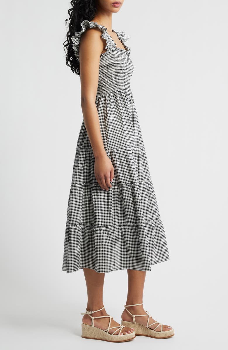 Hill House Home The Ellie Gingham Nap Midi Dress, Alternate, color, Black/ Sand Gingham