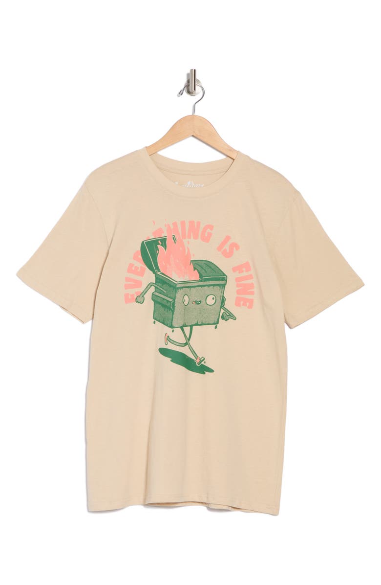 Goodie Two Sleeves Dumpster Fire Cotton Graphic T-Shirt, Alternate, color, Sand