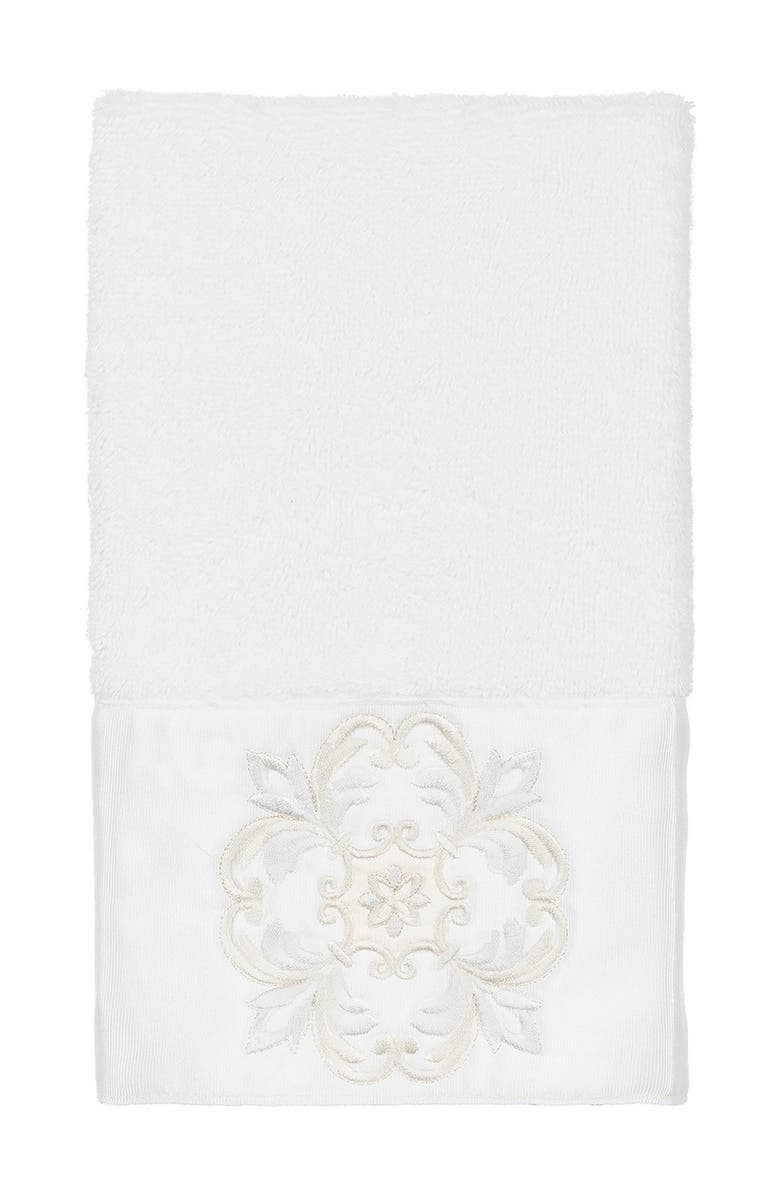 Linum Home Textiles Alyssa Embellished Hand Towel - White, Main, color, White