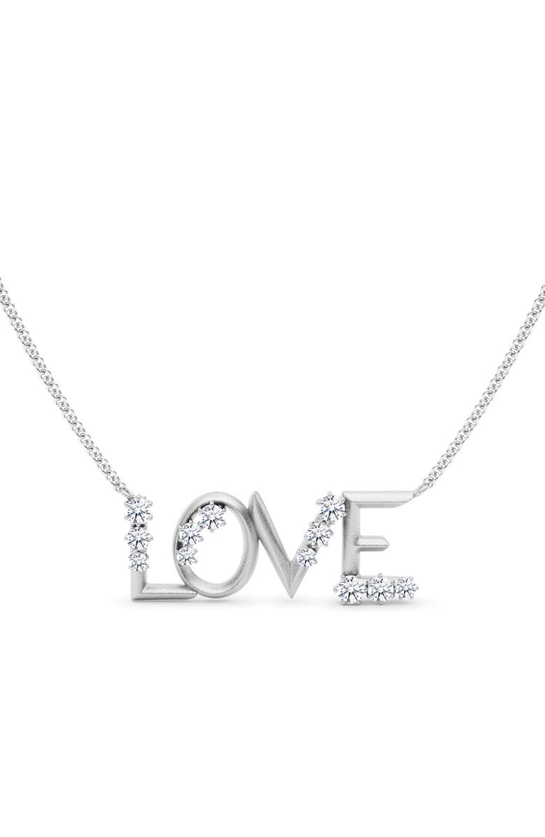 HauteCarat Love Lab Created Diamond Necklace, Main, color, 18K White Gold