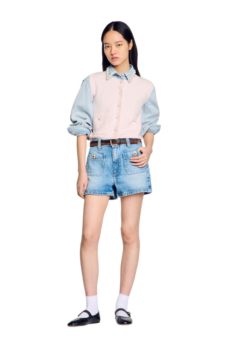 SANDRO Textured tweed cardigan, Alternate, color, 