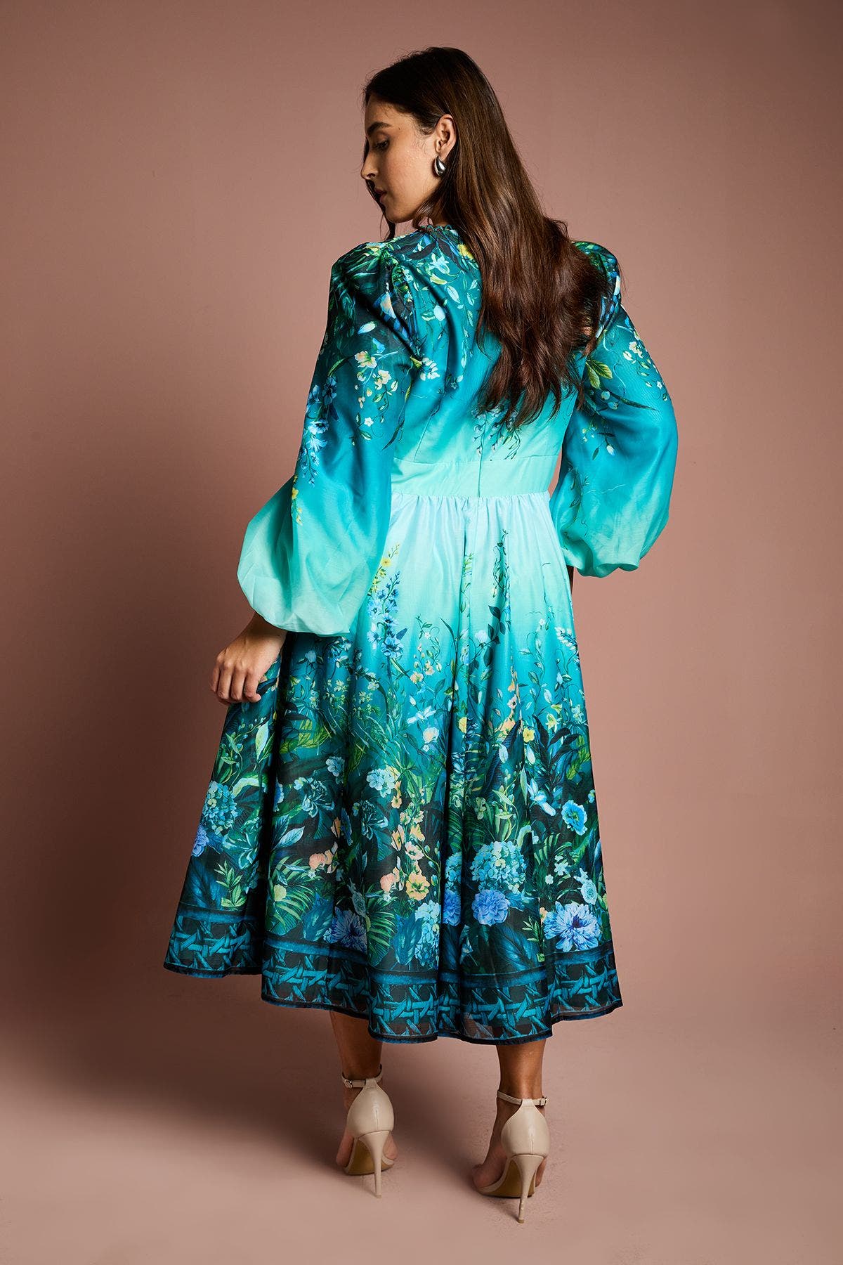 Plus Placement Print Organza Midi Dress - image 2