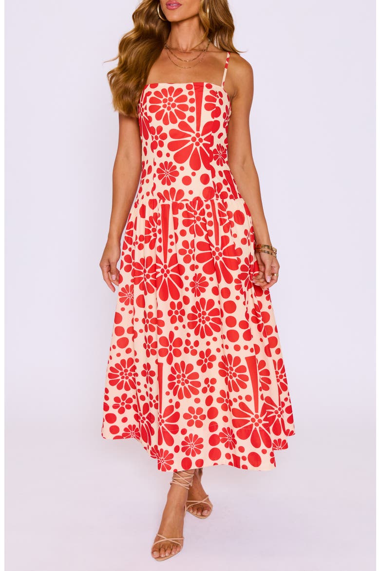 Meadows Sleeveless Fit & Flare Maxi Dress, Main, color, CREAM/ RED