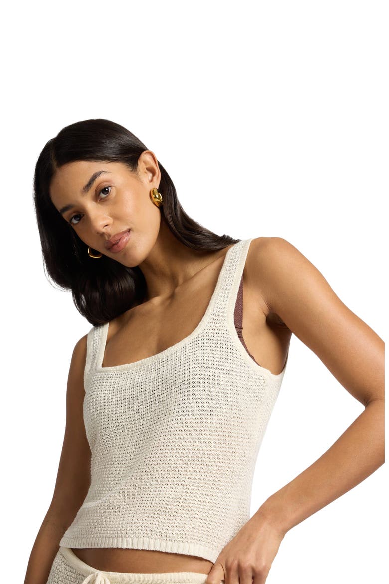 Knit Square Neck Tank Top, Alternate, color, Egret