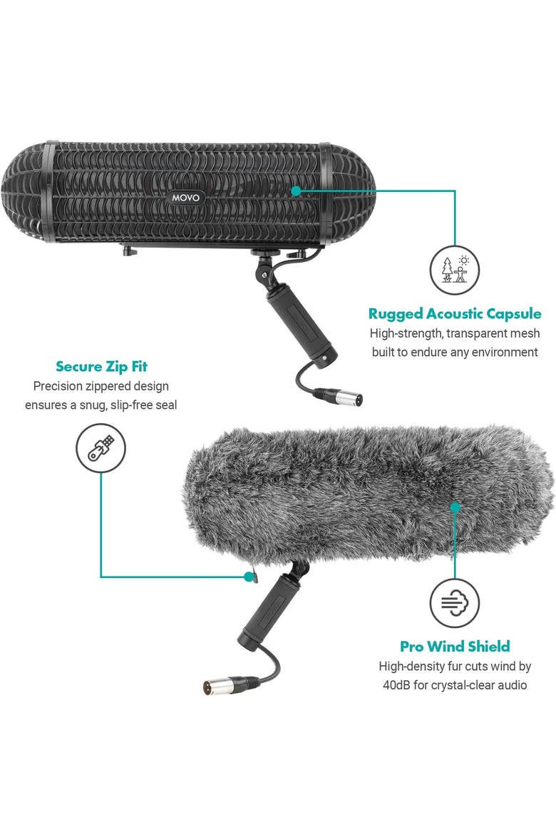 Location Sound Production Bundle with 9.8-Foot Boom Pole and Blimp Windscreen for Shotgun Microphones, Alternate, color, Black