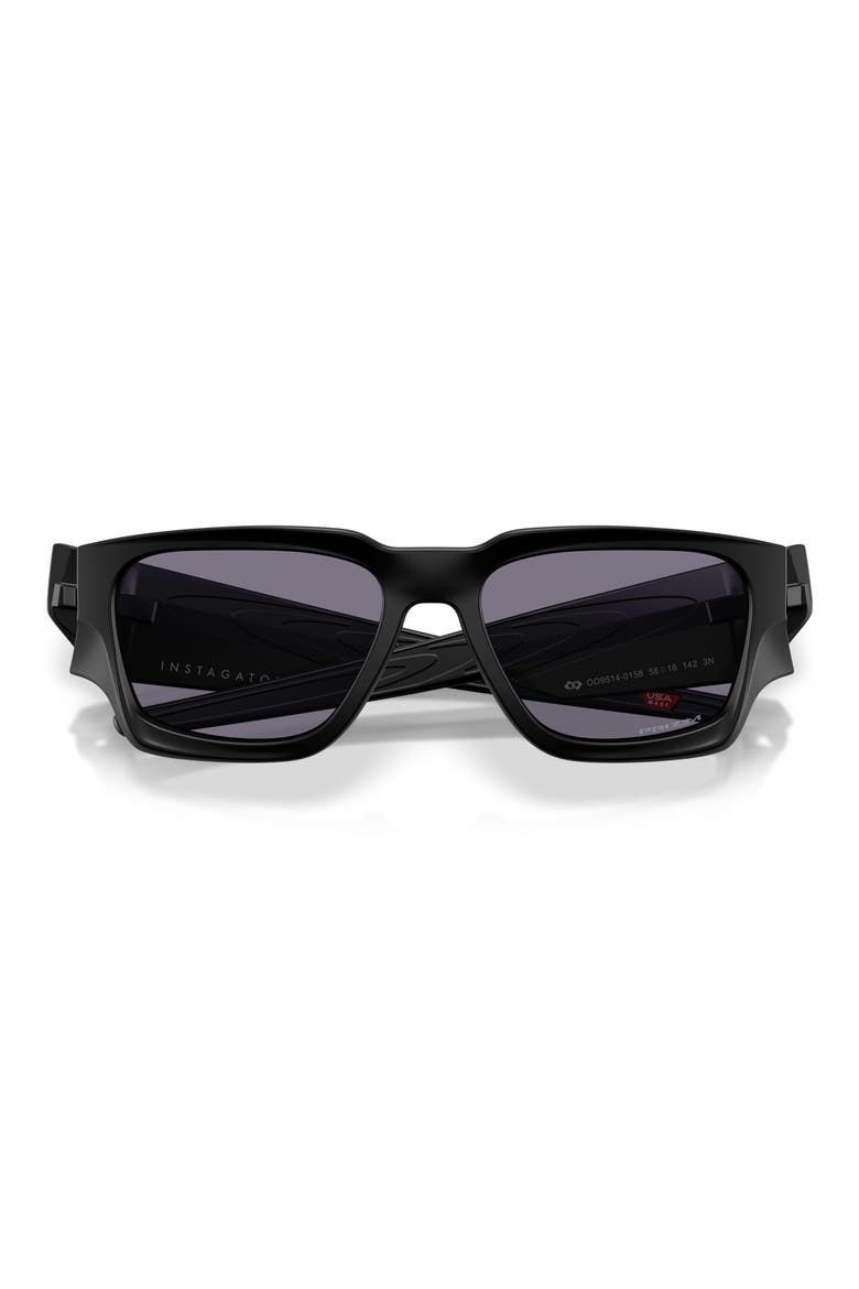 Instagator 58mm Rectangle Sunglasses, Alternate, color, MATTE BLACK / PRIZM GREY