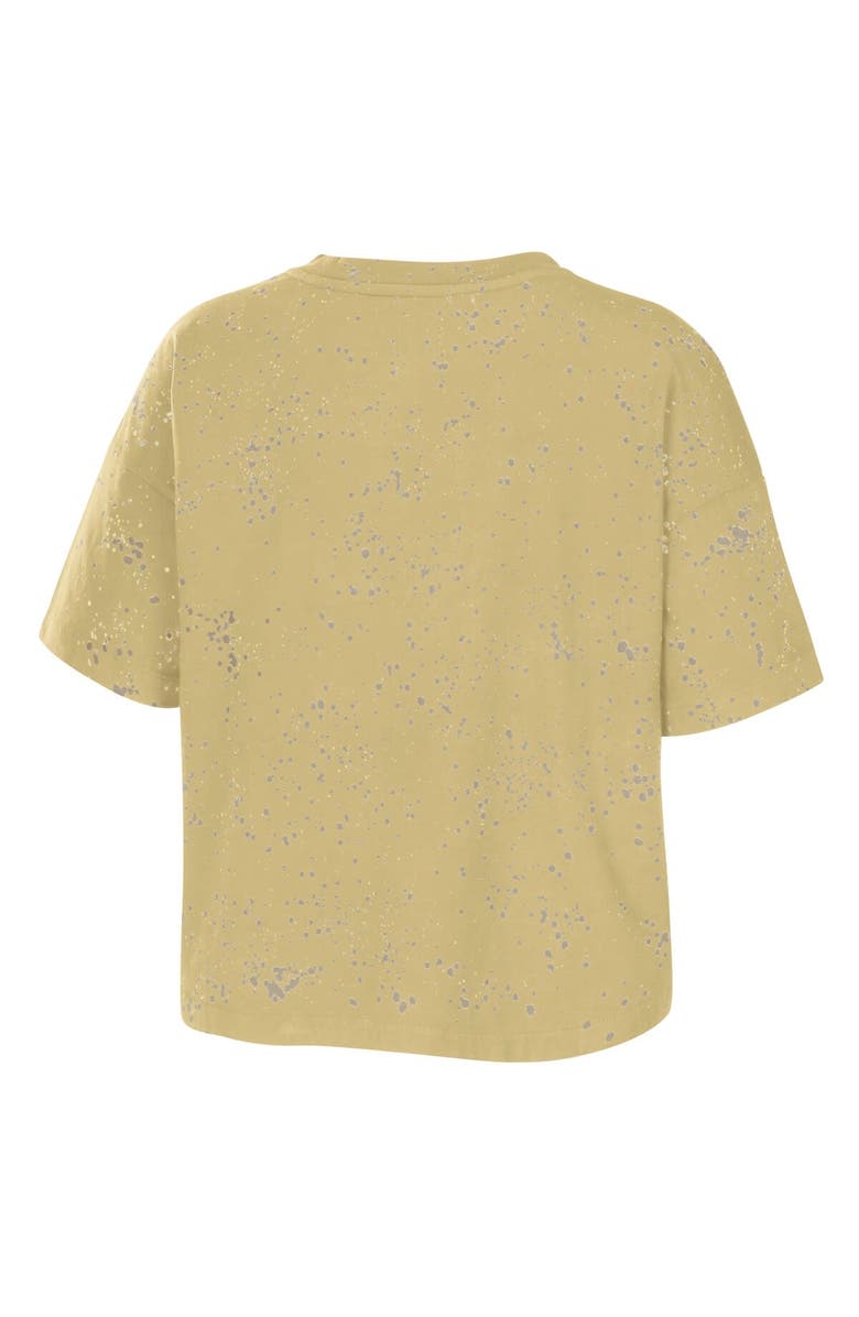 WEAR by Erin Andrews Women's WEAR by Erin Andrews Tan Colorado Buffaloes Bleach Wash Splatter Cropped Notch Neck T-Shirt, Alternate, color, Tan