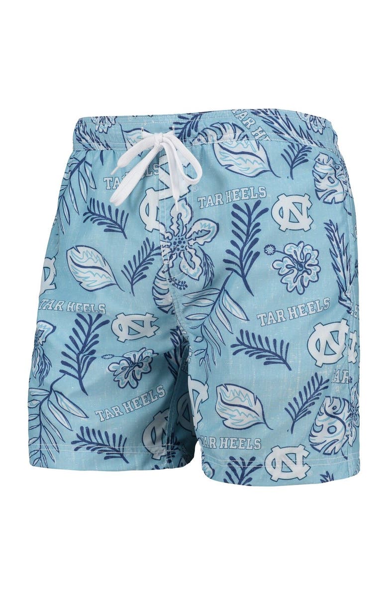 Wes & Willy Men's Wes & Willy Carolina Blue North Carolina Tar Heels Vintage Floral Swim Trunks, Alternate, color, 