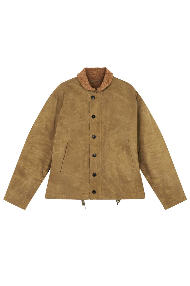 Olive Waxed Cotton Deck Jacket, Main, color, Olive Green