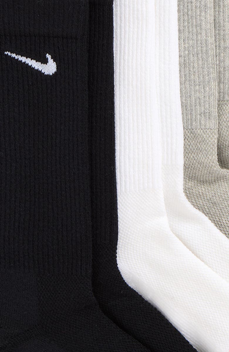 Nike Everyday Elevated Dri-FIT Assorted 6-Pack Cotton Blend Crew Socks, Alternate, color, Black/ Grey/ White
