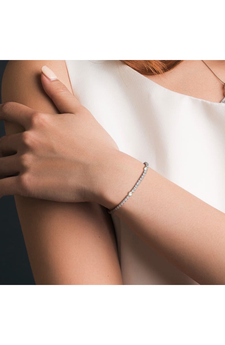 Julianna B. Pearl & Created White Sapphire Station Bracelet, Alternate, color, Pearl