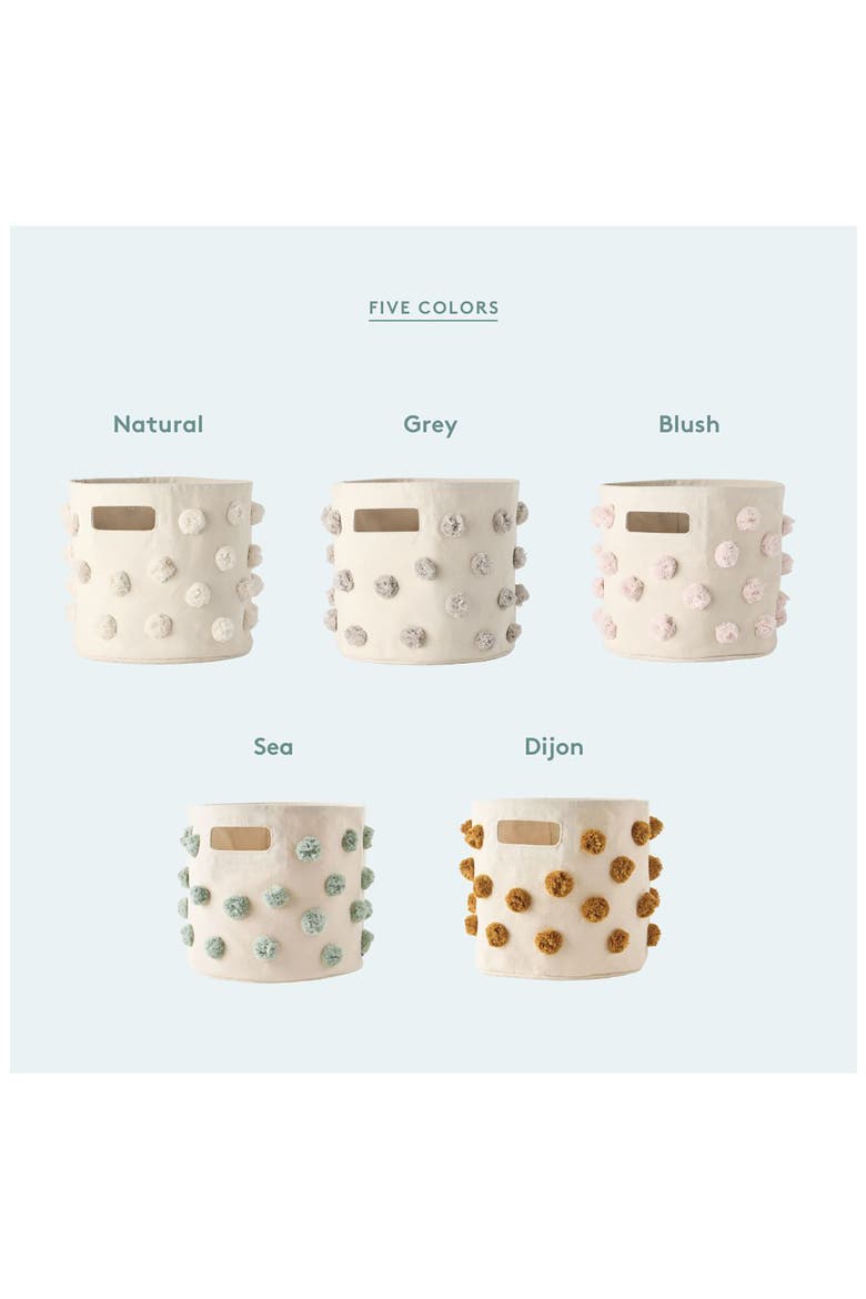 Pompom Mini Canvas Bin, Alternate, color, NATURAL
