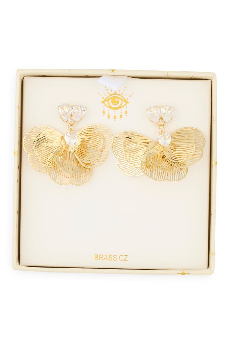Peggy Flower Petal Drop Earrings, Main, color, GOLD