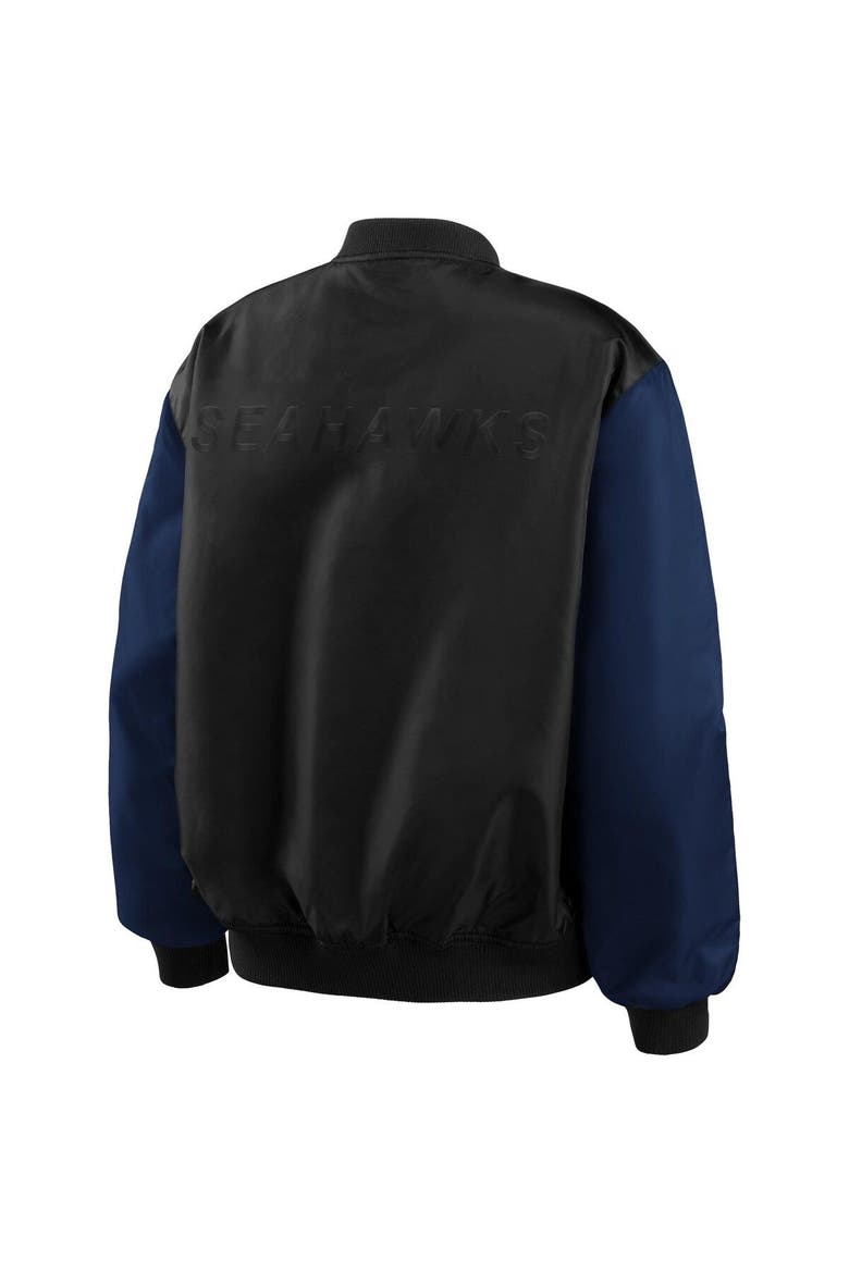 Women's WEAR by Erin Andrews Black Seattle Seahawks Bomber Full-Snap Jacket, Alternate, color, Black