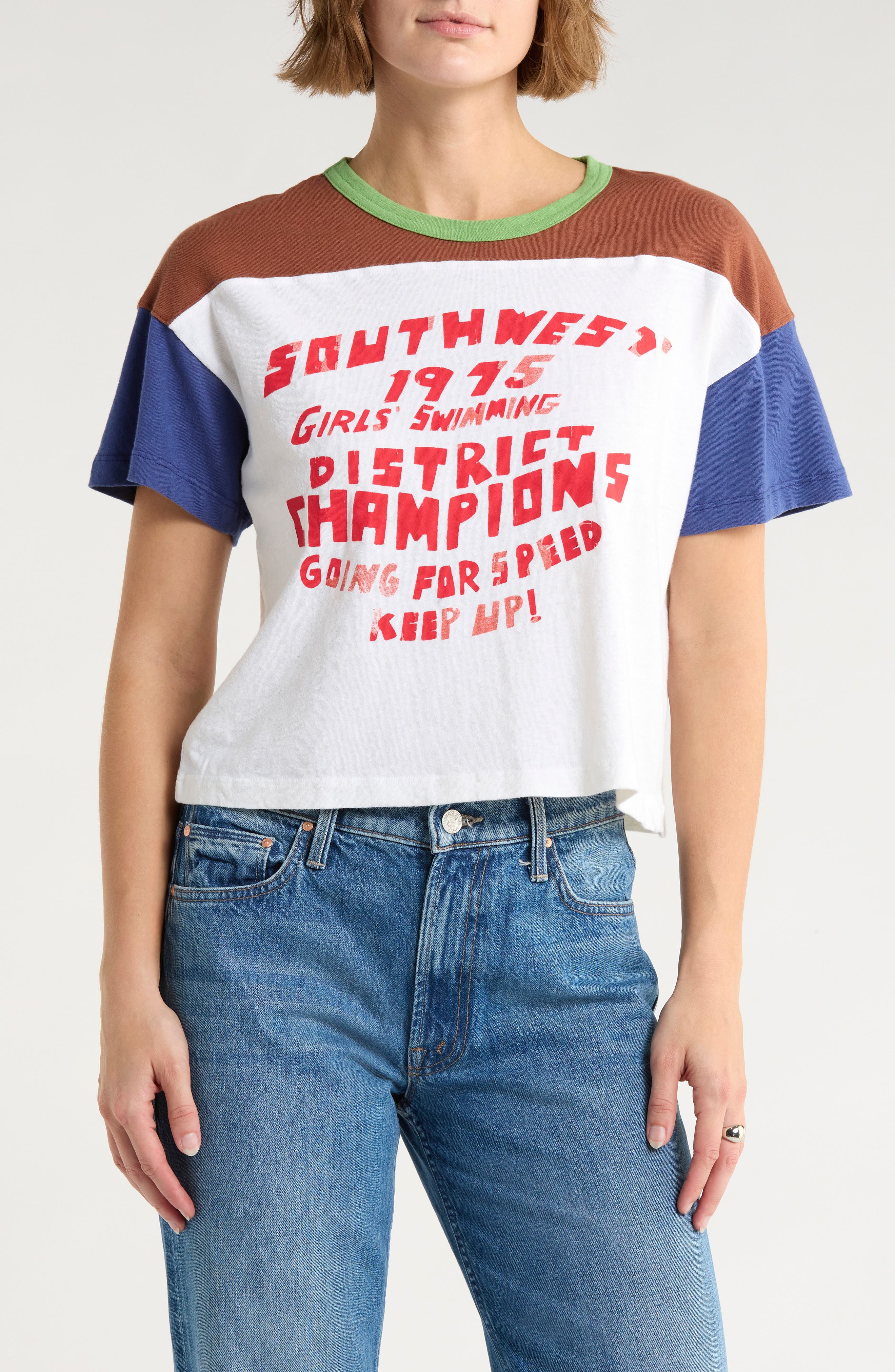 MOTHER The Grab Bag Crop Yoke Graphic T-Shirt