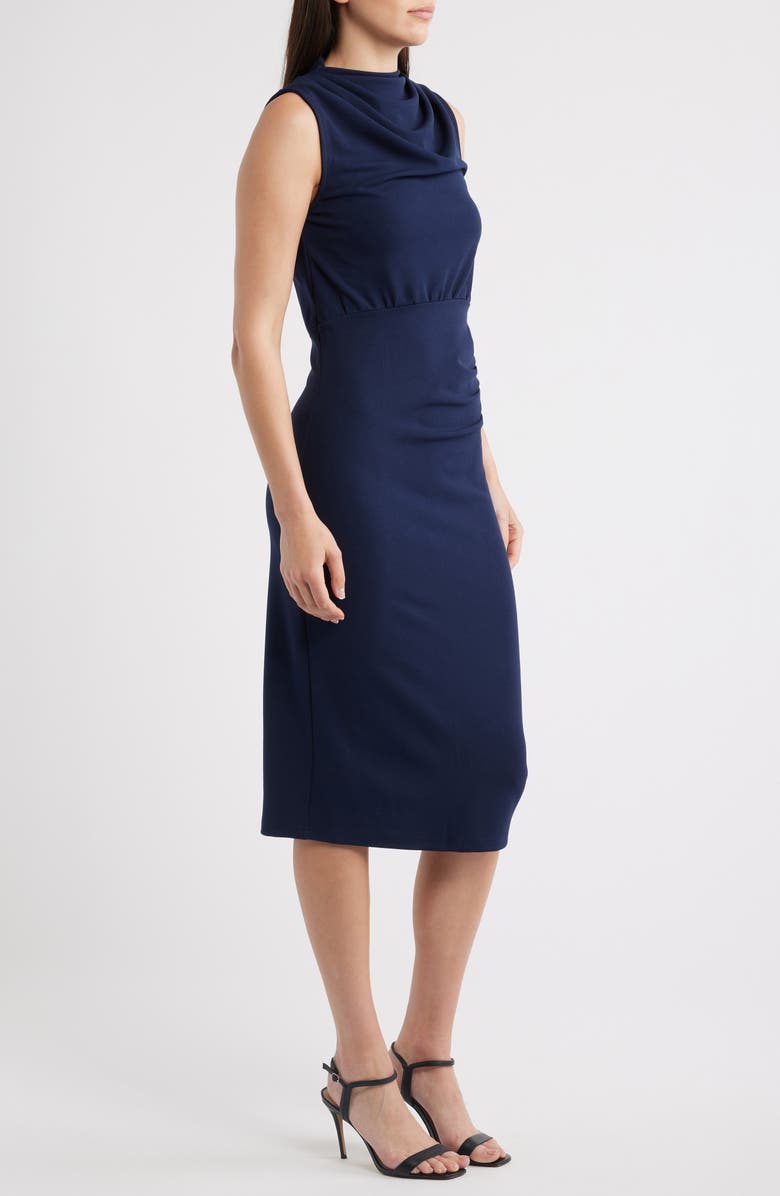 NIKKI LUND Kim Drape Sleeveless Dress, Alternate, color, Navy