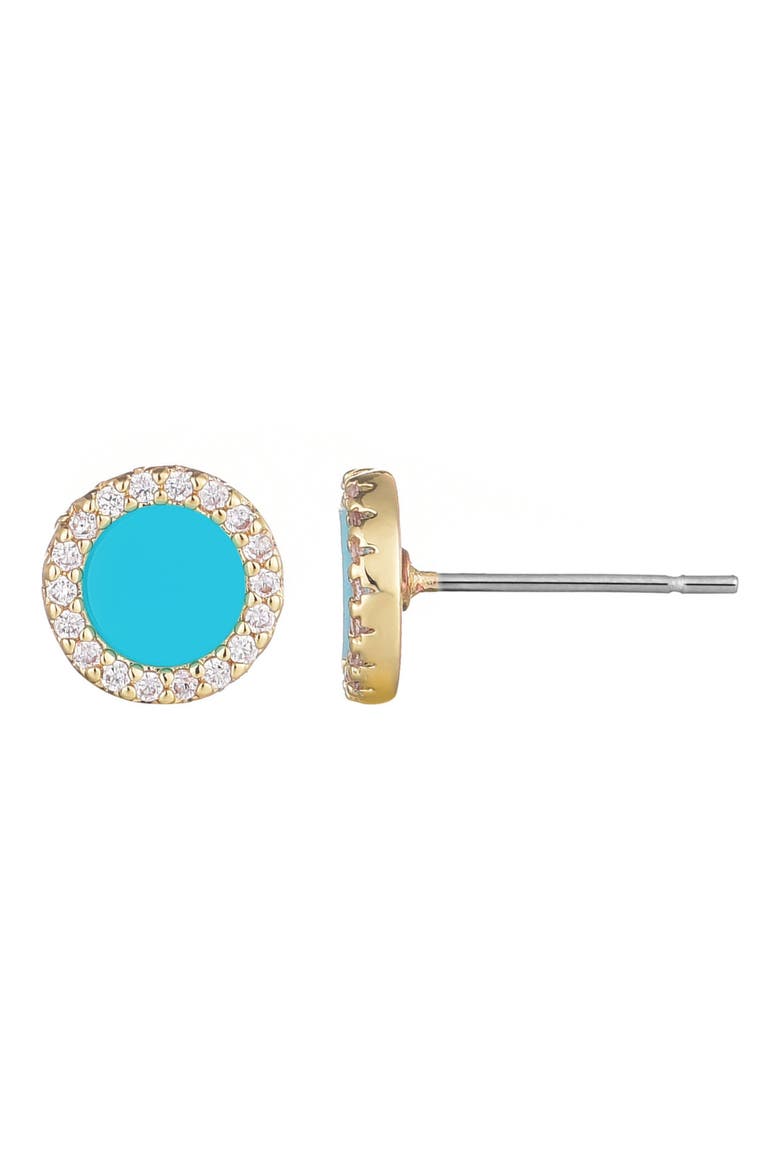 Cubic Zirconia & Turquoise Stud Earrings, Alternate, color, BLUE
