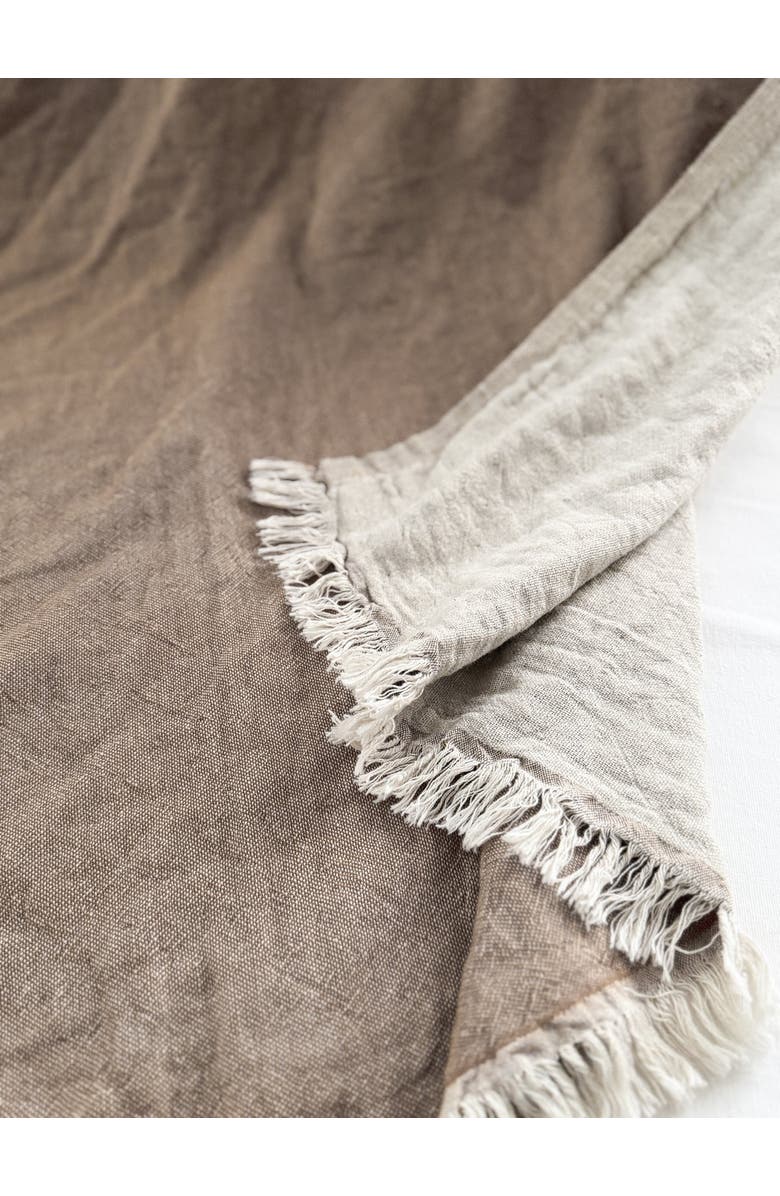 Anaya Reversible Linen Fringe Throw, Alternate, color, Mocha Brown