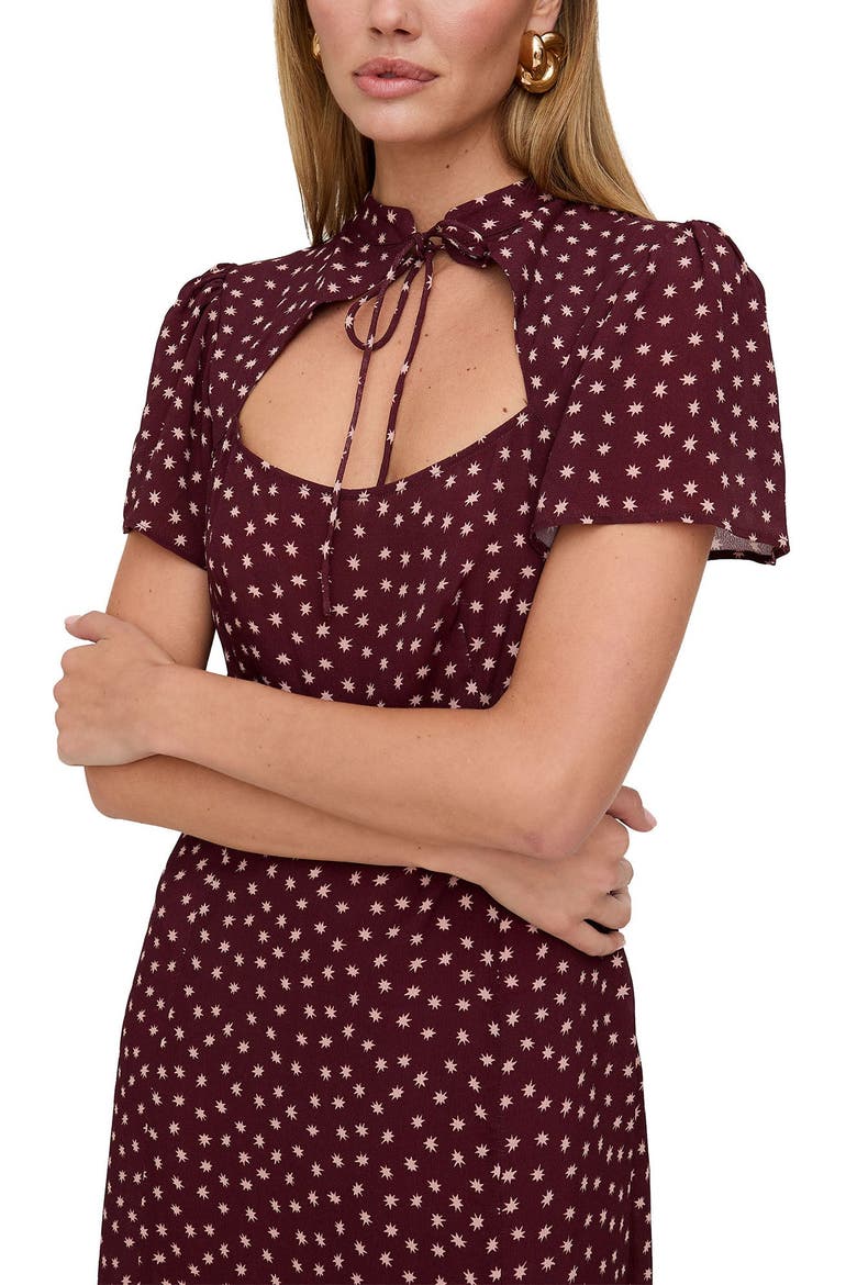 Primrose Midi Dress, Alternate, color, Burgundy