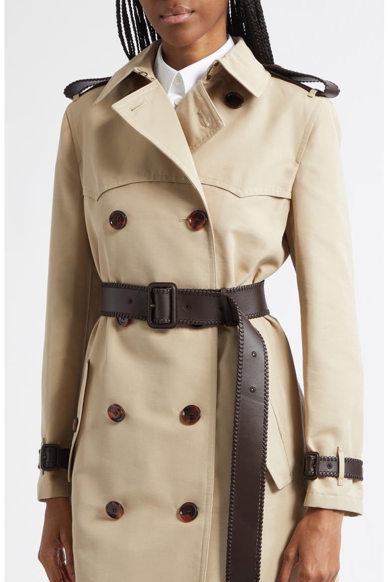 Foxfield Silk & Cotton Trench Coat, Alternate, color, OATMEAL BEIGE