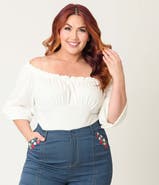 Unique Vintage Plus Size Peasant Sleeve Blouse
