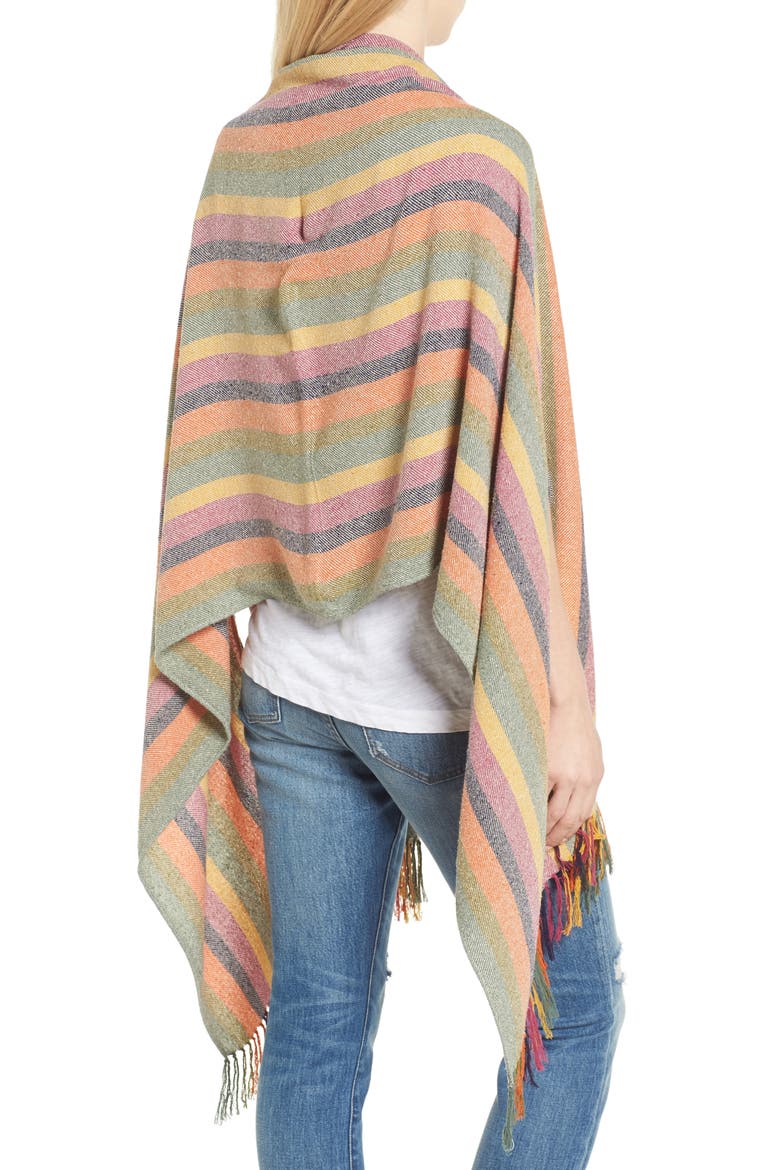 Rainbow Stripe Silk & Cotton Cape Scarf, Alternate, color, MULTI STRIPE