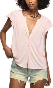 Lucky Brand Sandwash Relaxed Fit Button-Up Top