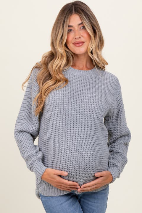 Waffle Knit Rounded Hem Sweater