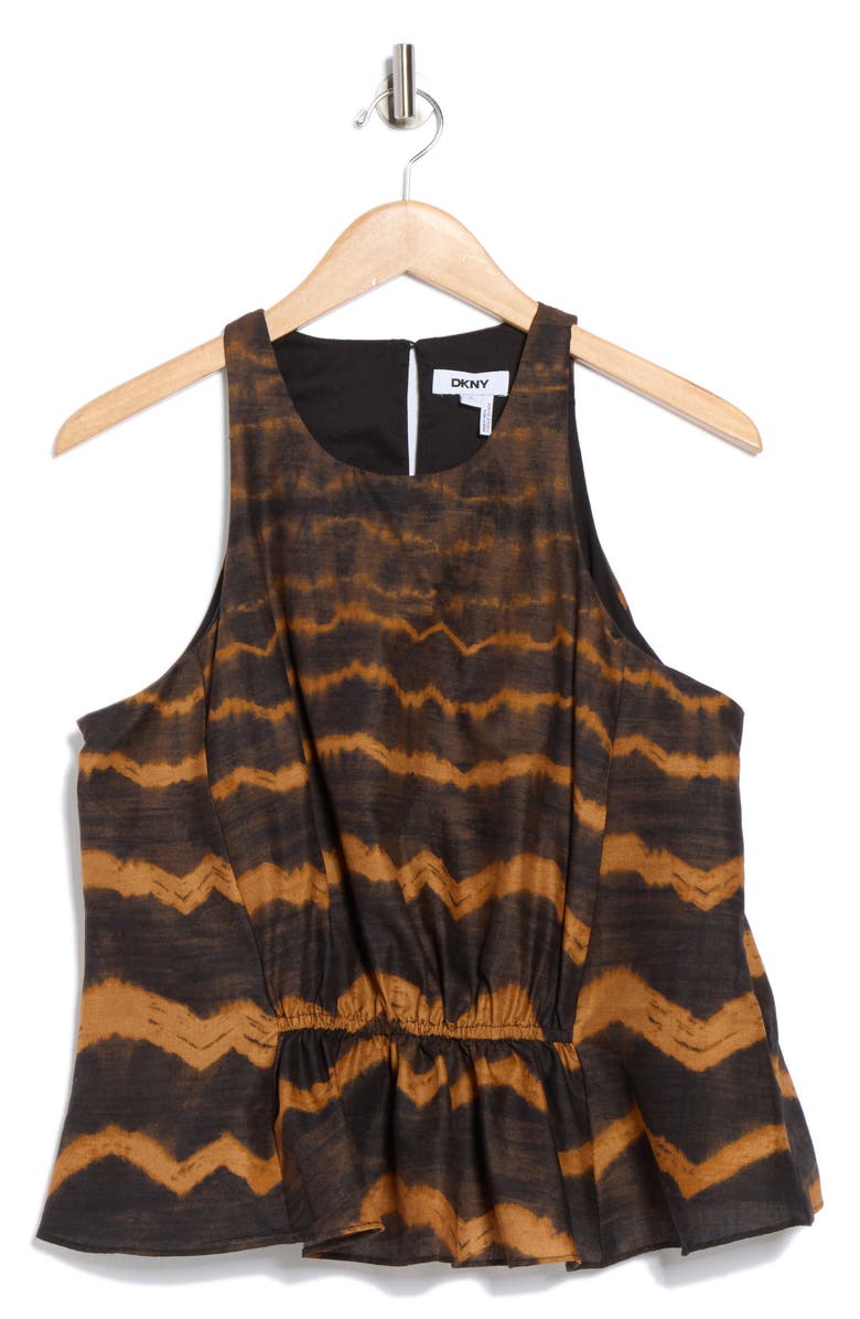 DKNY Gathered Front Cotton Voile Tank, Alternate, color, Wavy Td Ws