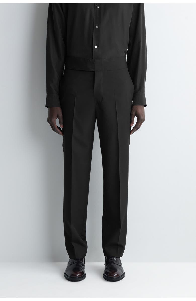 COS Cummerbund-Waist Wool Tapered Pants, Alternate, color, Black