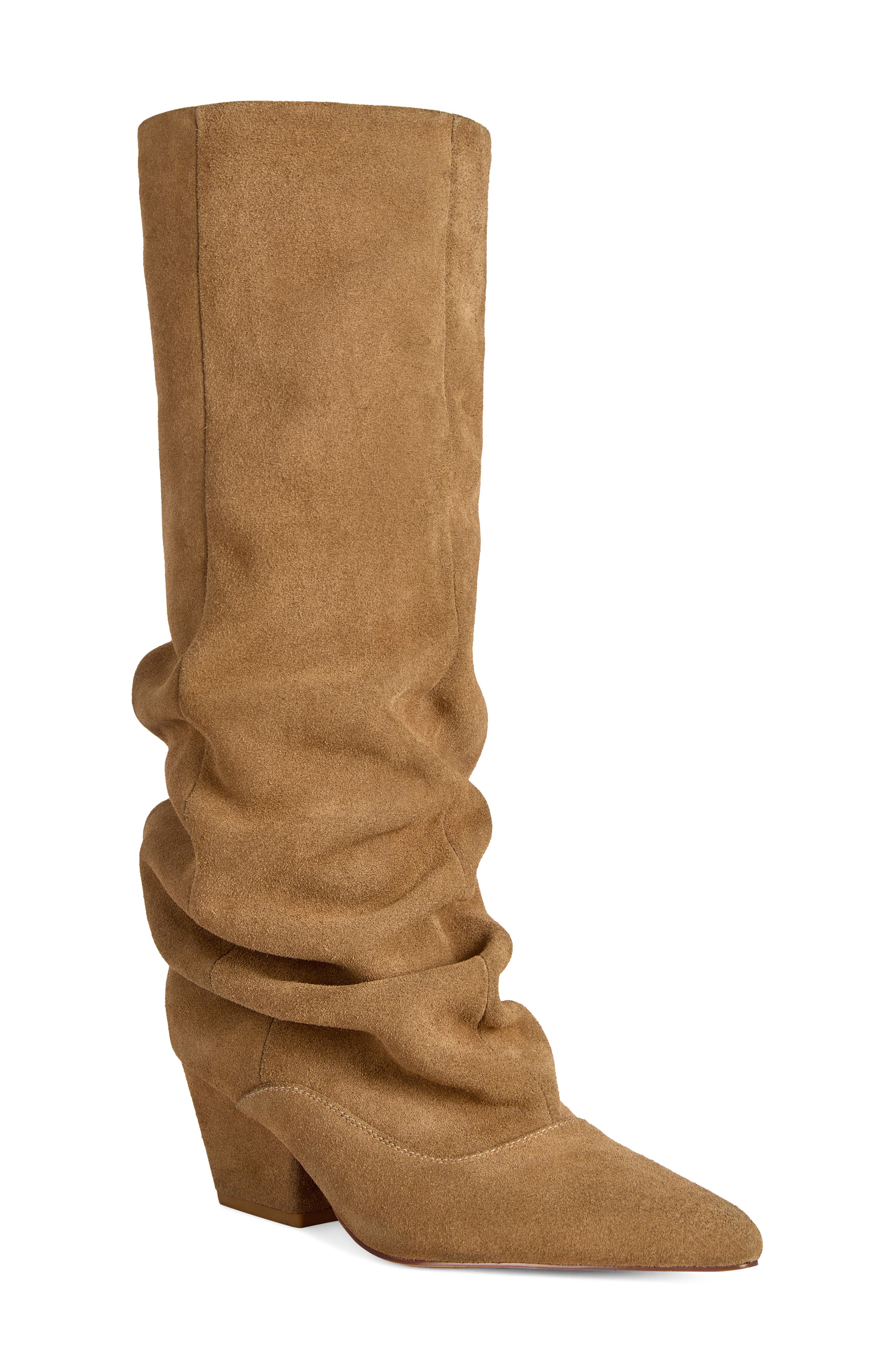 Francoise Knee High Slouch Leather Boot, Main, color, CAMEL