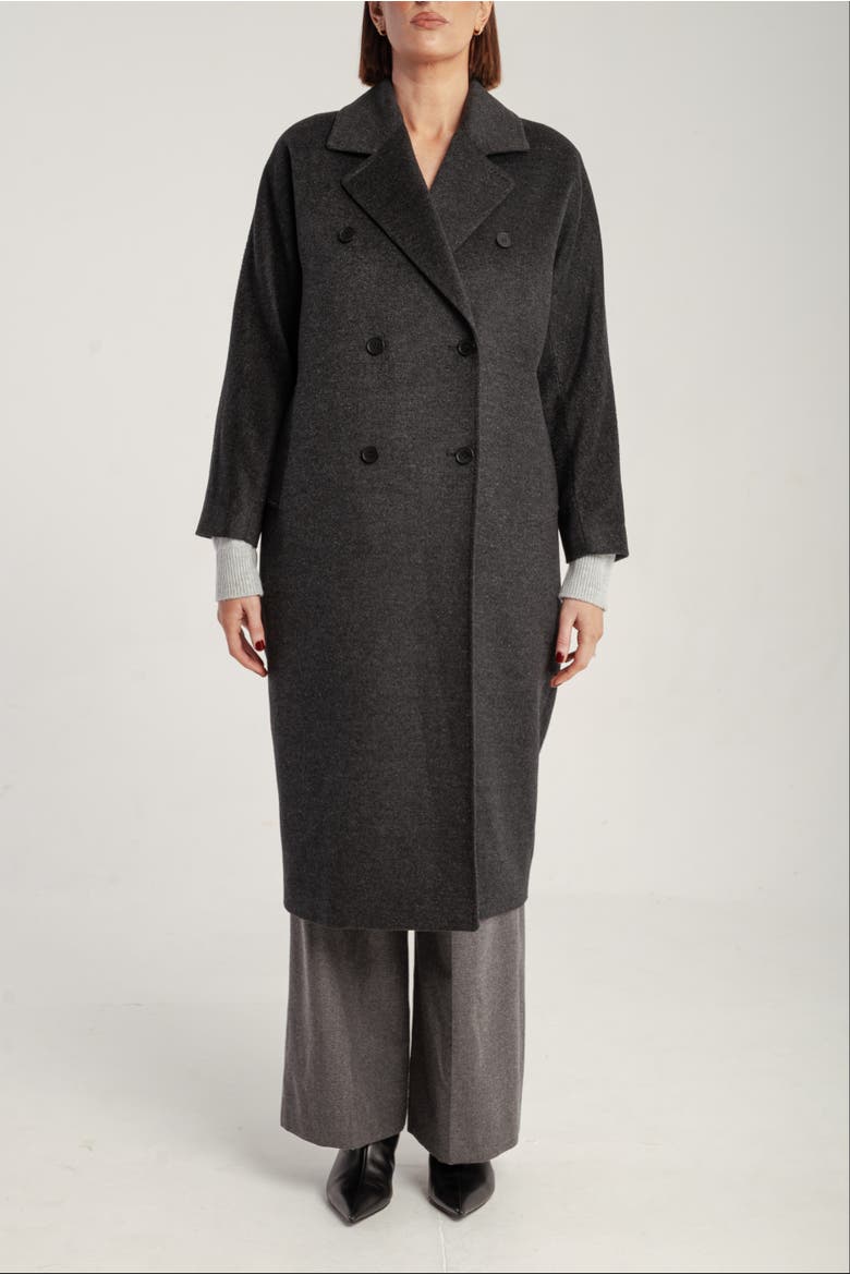 Cashmere Double Breasted Long Coat, Main, color, Charcaol