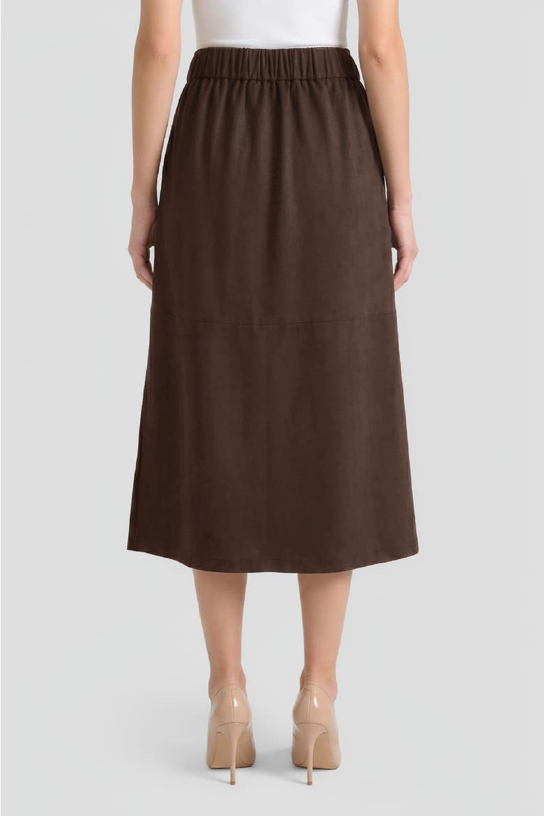 Flared Side Slit Faux Suede Maxi Skirt, Alternate, color, Dark Umber