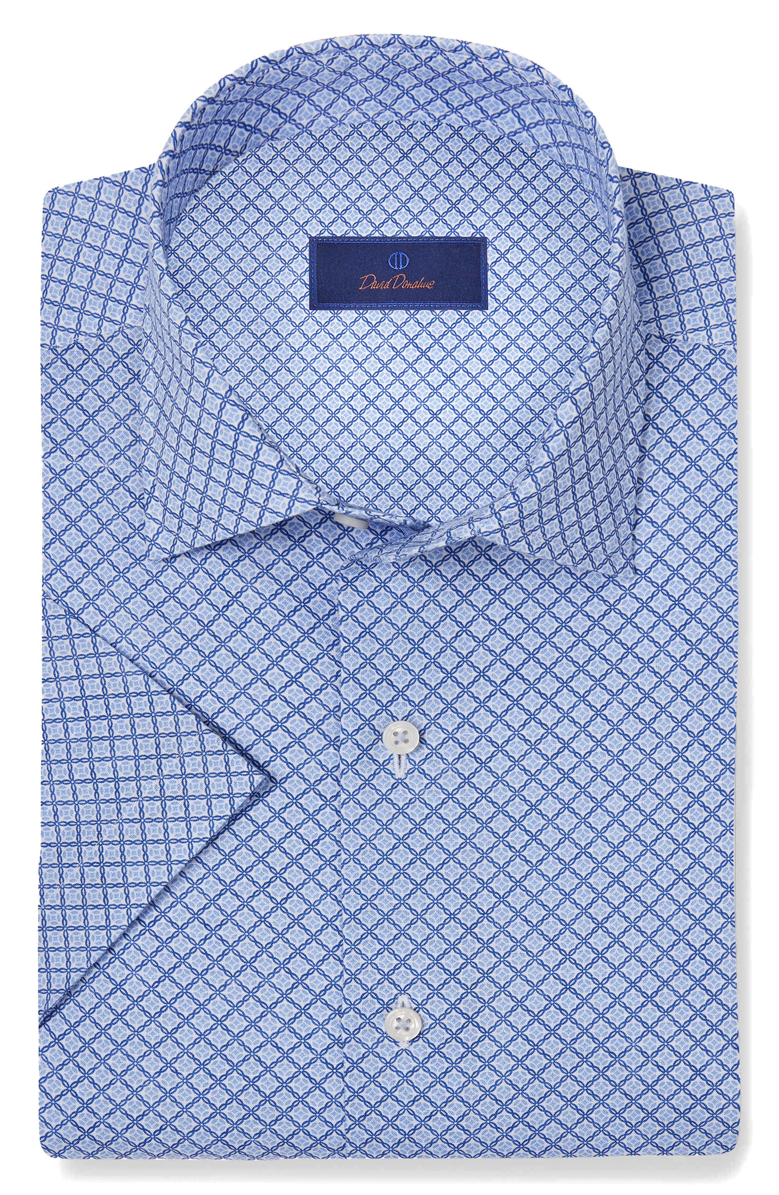 David Donahue Floral Print Linen & Cotton Short Sleeve Button-Up Shirt