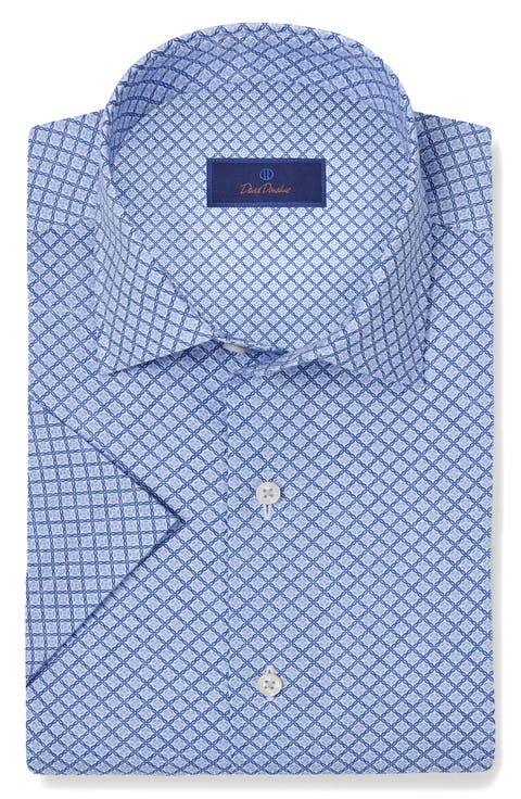 Floral Print Linen & Cotton Short Sleeve Button-Up Shirt