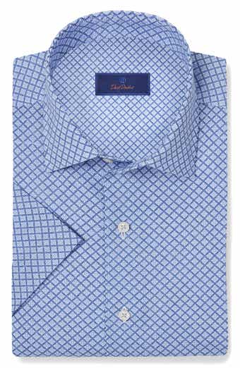 David Donahue Floral Print Linen & Cotton Short Sleeve Button-Up Shirt